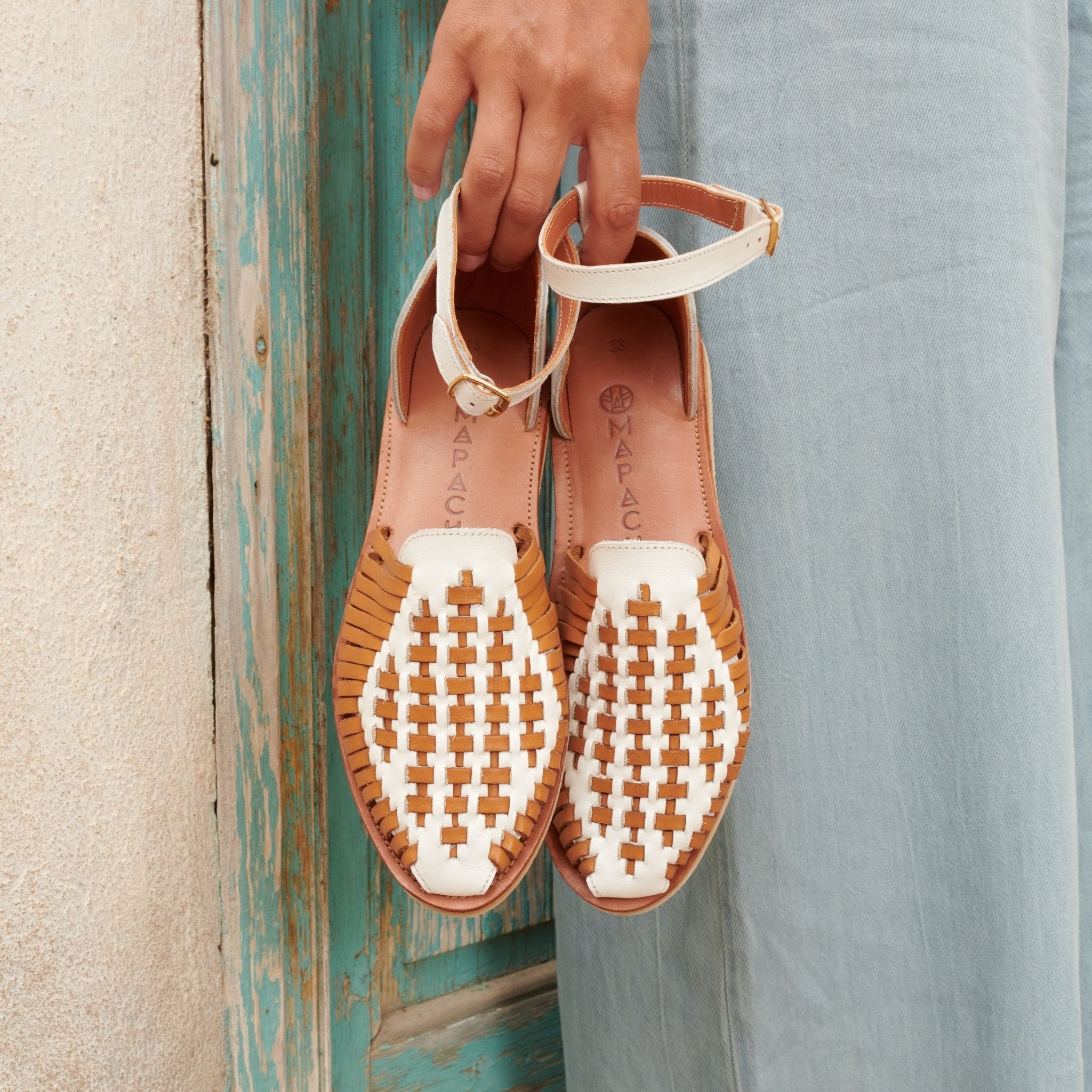 Camila Camel Blanc - Huarache Mapache