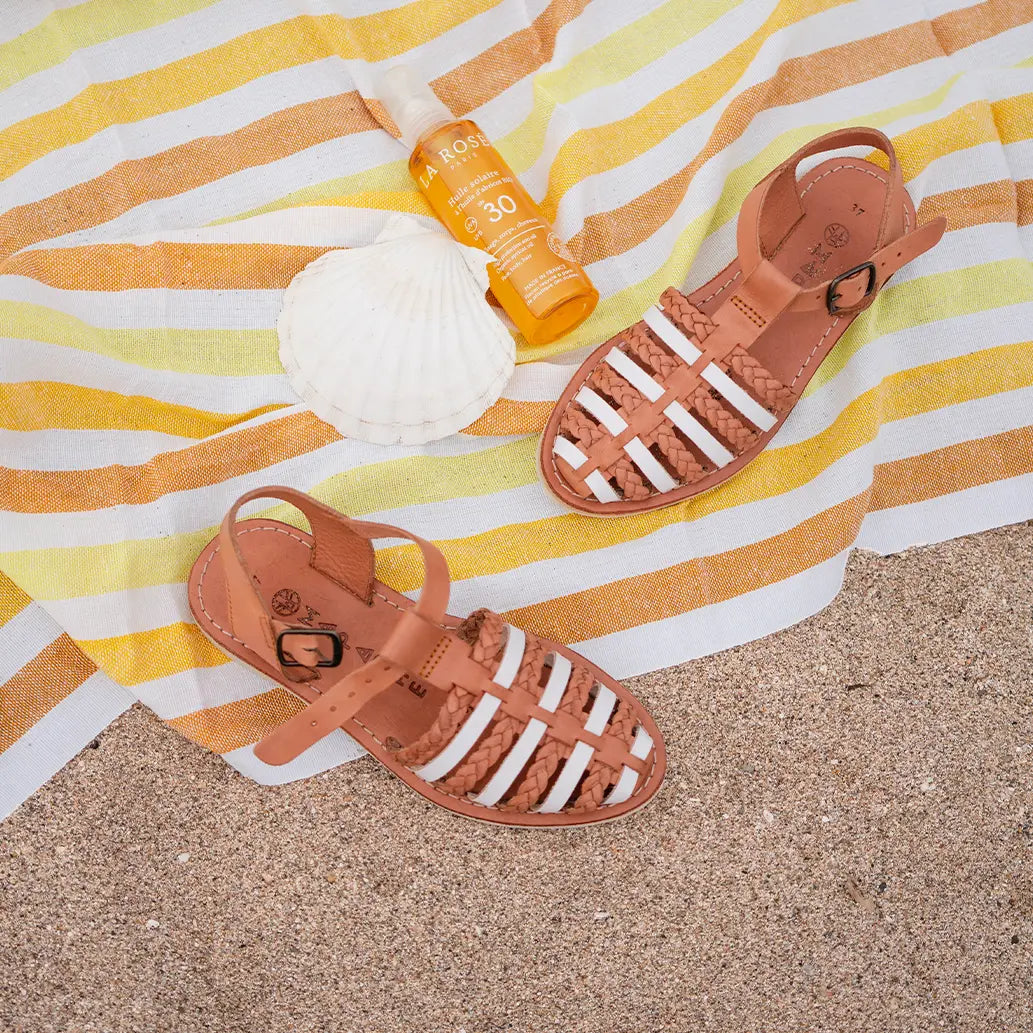 Paloma Camel Blanc - Sandale Mapache