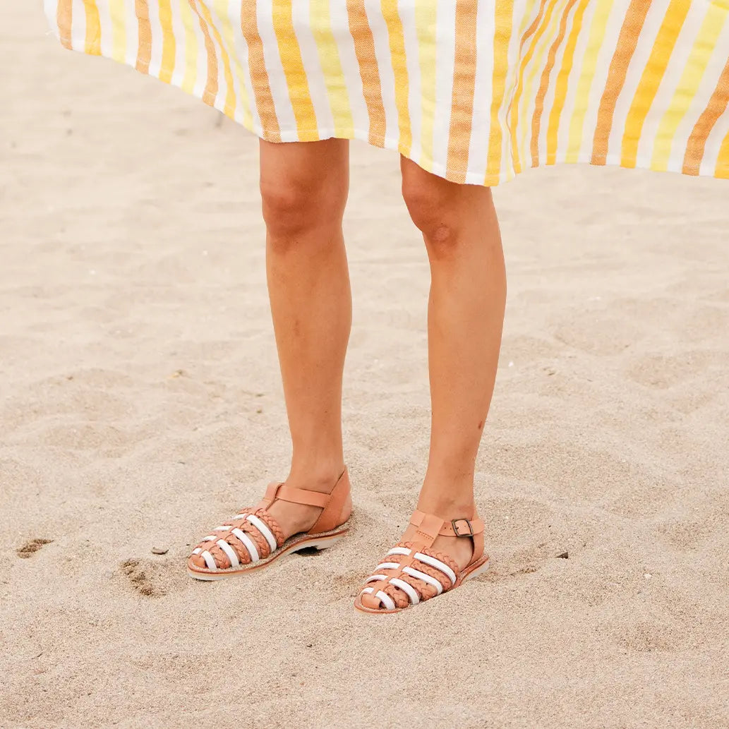 Paloma Camel Blanc - Sandale Mapache