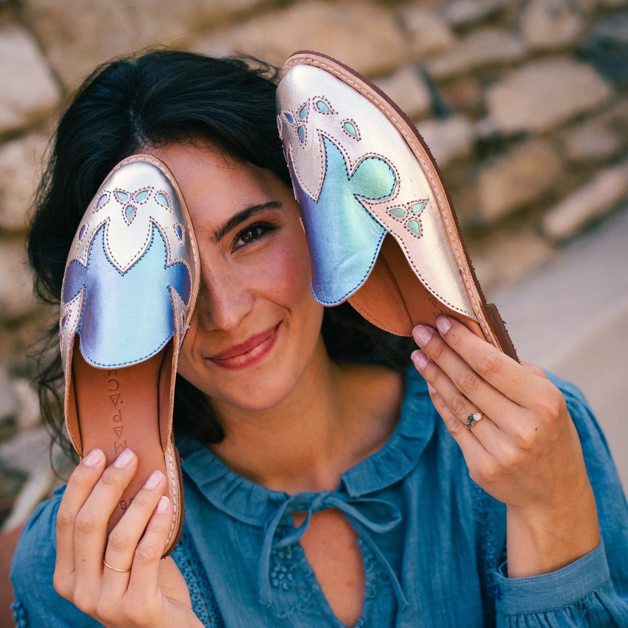 SANTIAGO ARGENT BLUE MERMAID - MULE FEMME MAPACHE