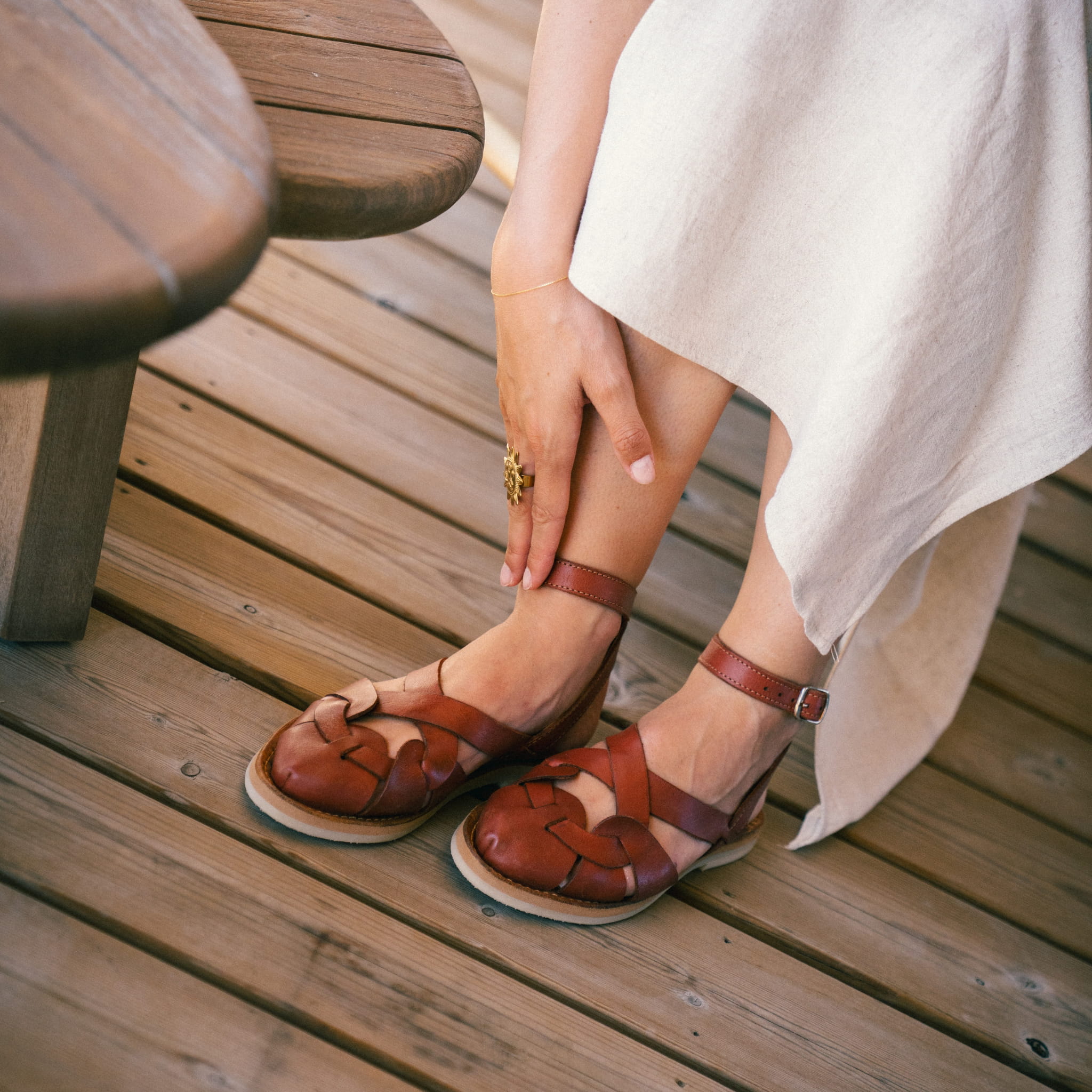 ELBA TABAC - SANDALE FEMME MAPACHE